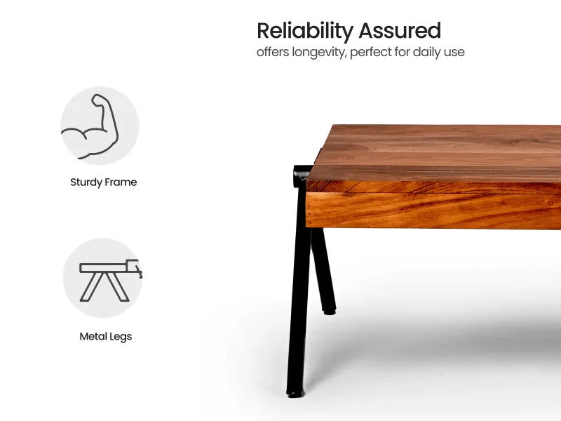 Diana Centre Table with Metal Frame and Wooden Top